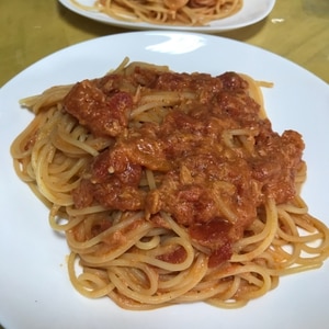 トマトとにんにくの塩麹パスタ